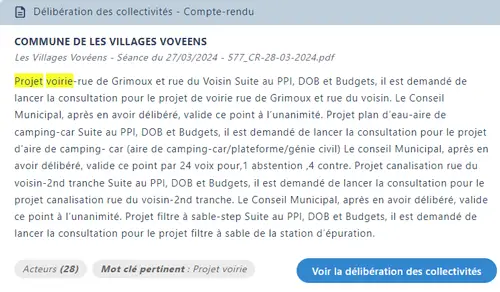 projet de voirie, deliberation des communes, collectivités